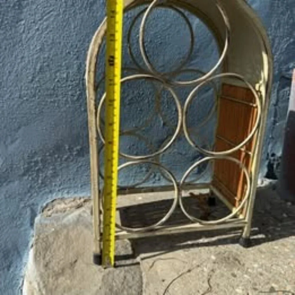 Vintage Metal & Bamboo Wine Rack